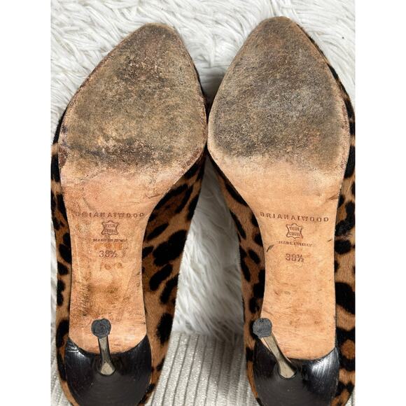 Brian Atwood Animal Print Stiletto Leather Ankle Boots Womens Size 38.5 - Picture 6 of 10